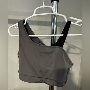 Gymshark Gray & Black Asymmetric Sports Bra